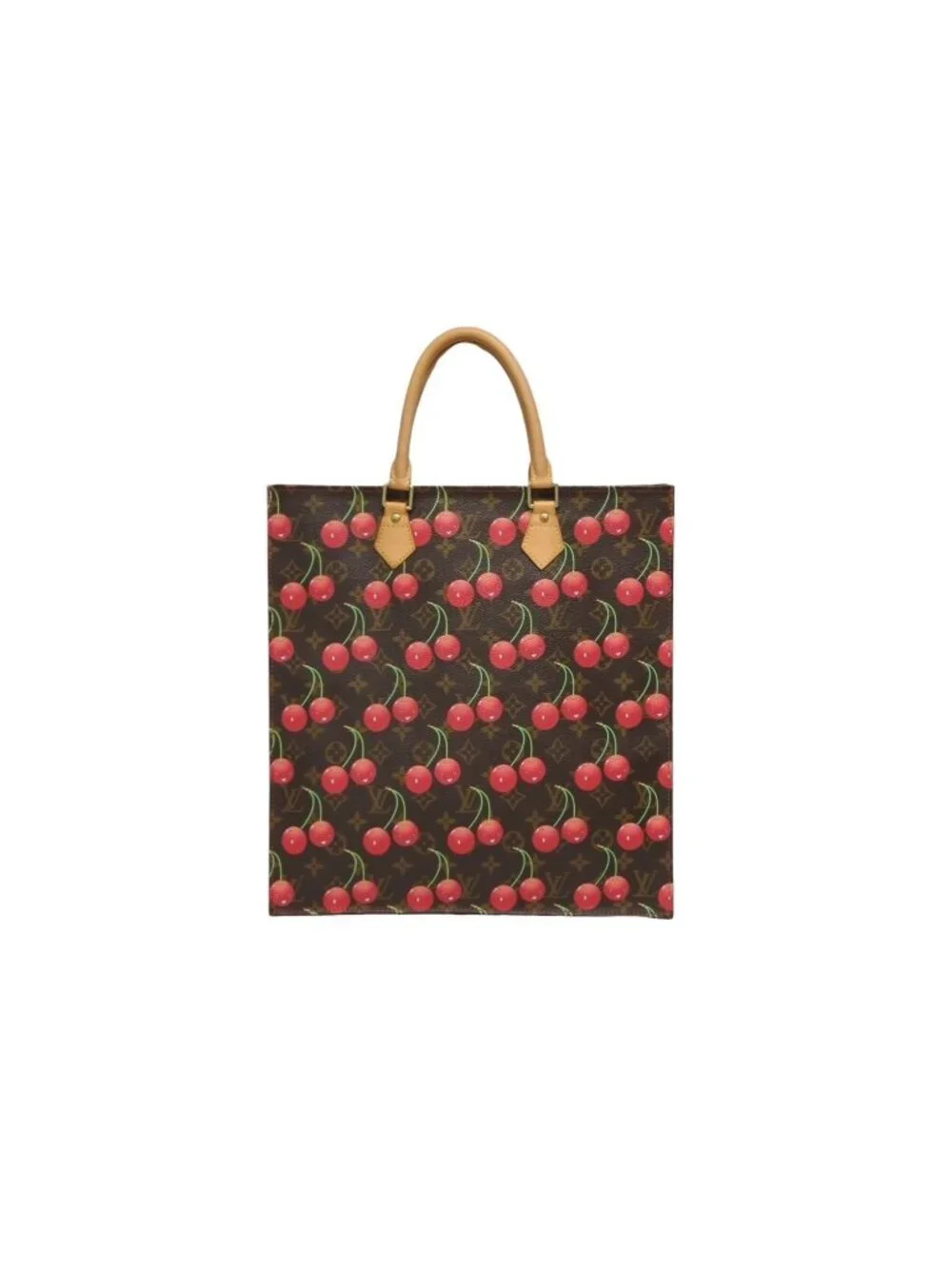Louis Vuitton Monogram Cherry Sac Plat Tote Bag Brown Takashi Murakami Summer